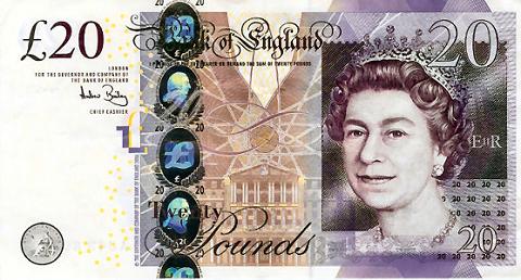 An English Twenty Pound Note.